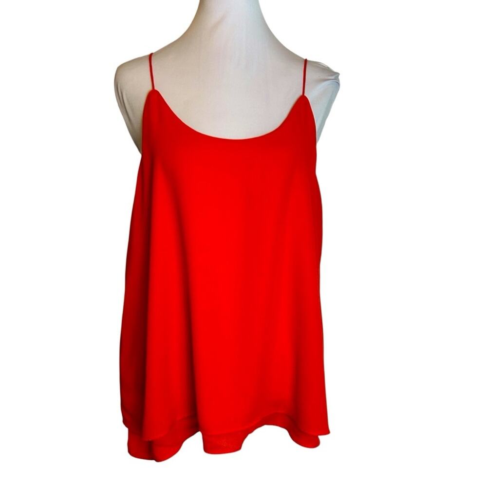 Harper Heritage Top Womens Size M Orange 2-Layer Loose Flowy Fit Date Night Chic